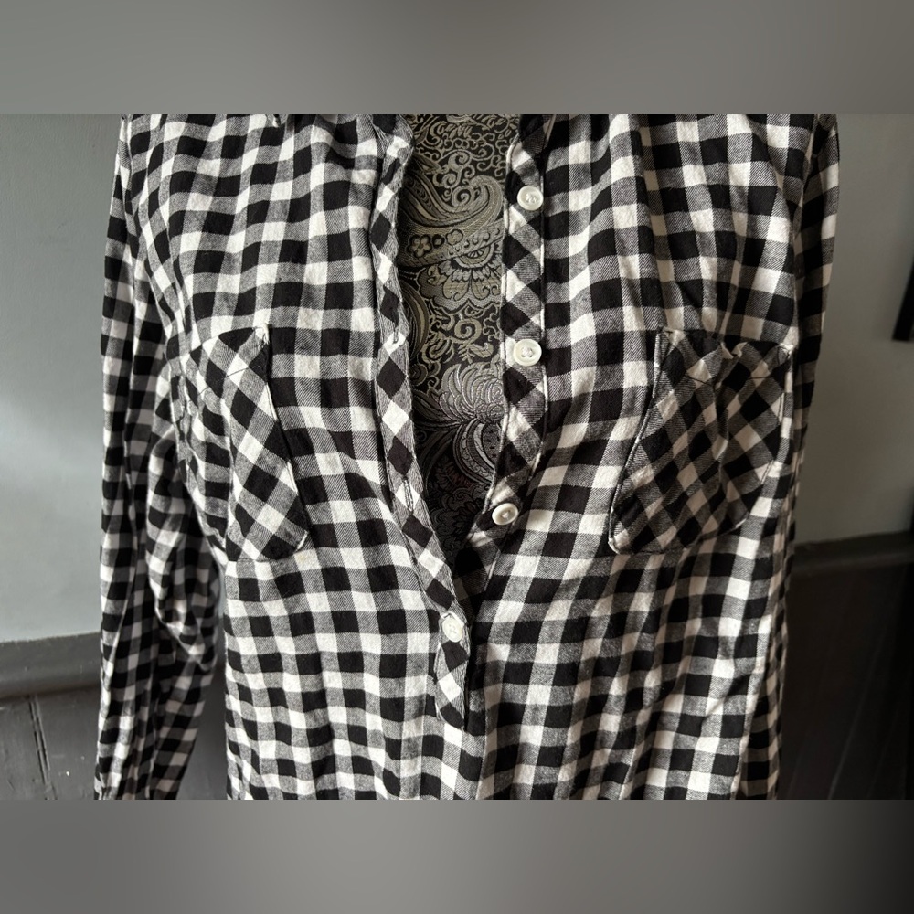 Croft & Barrow Gingham Check Half Button Down Shirt - Picture 5 of 5